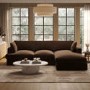 Large Chocolate Brown Velvet Right Hand 4 Seater Chaise Corner Sofa - August