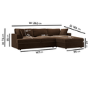 Large Chocolate Brown Velvet Right Hand 4 Seater Chaise Corner Sofa - August