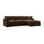 Large Chocolate Brown Velvet Right Hand 4 Seater Chaise Corner Sofa - August