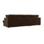Large Chocolate Brown Velvet Left Hand 4 Seater Chaise Corner Sofa - August