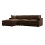 Large Chocolate Brown Velvet Left Hand 4 Seater Chaise Corner Sofa - August