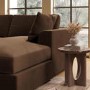 Large Chocolate Brown Velvet Left Hand 4 Seater Chaise Corner Sofa - August