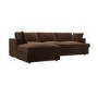 Large Chocolate Brown Velvet Left Hand 4 Seater Chaise Corner Sofa - August