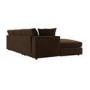 Large Chocolate Brown Velvet Left Hand 4 Seater Chaise Corner Sofa - August