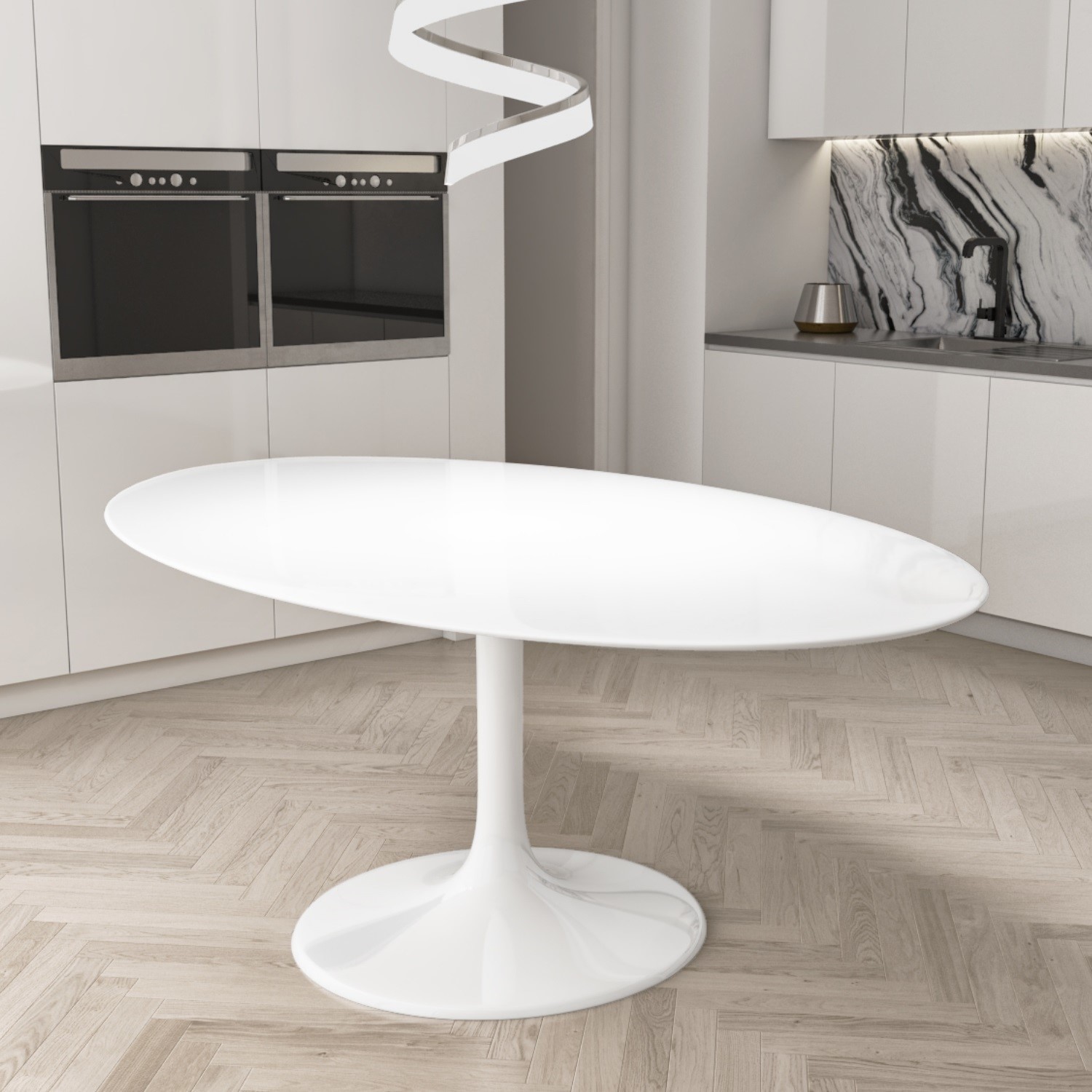 White Tulip Oval 170cm Dining Table In, Oval Dining Table For 6