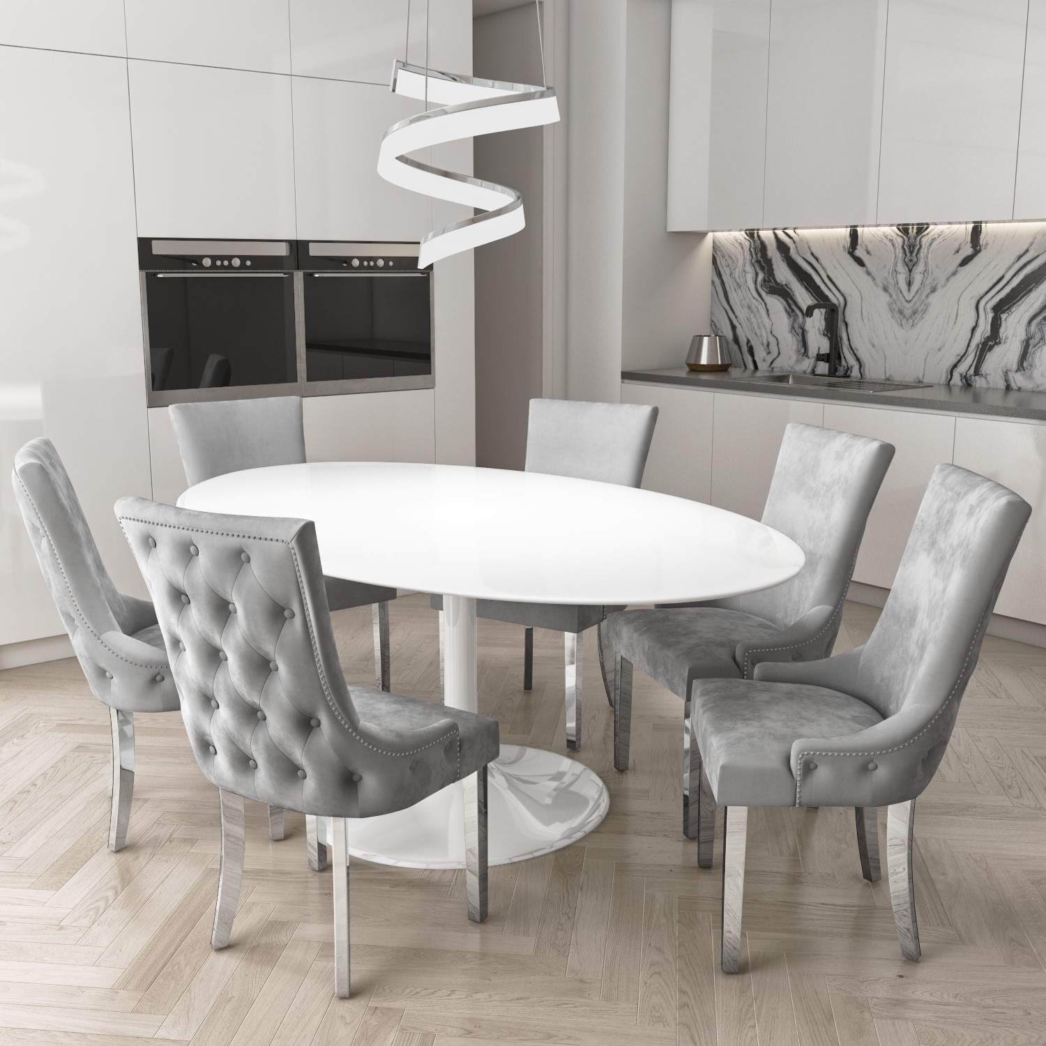 White Tulip Oval Dining Table In High Gloss Seats 6 Aura Furniture123 White Tulip Oval Dining Table In High Gloss Seats 6 Aura Furniture123