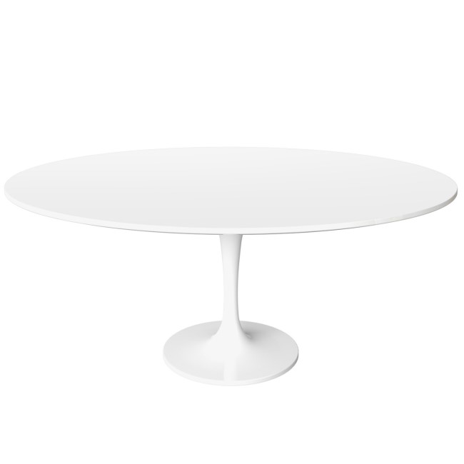 White Tulip Oval 170cm Dining Table in Gloss - Seats 6 - Aura