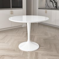 Small Round White High Gloss Dining Table - Seats 4 - Aura Small Round White High Gloss Dining Table - Seats 4 - Aura