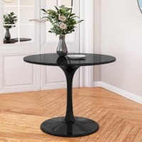 GRADE A1 - Black Round High Gloss 100cm Dining Table - Seats 4 - Aura