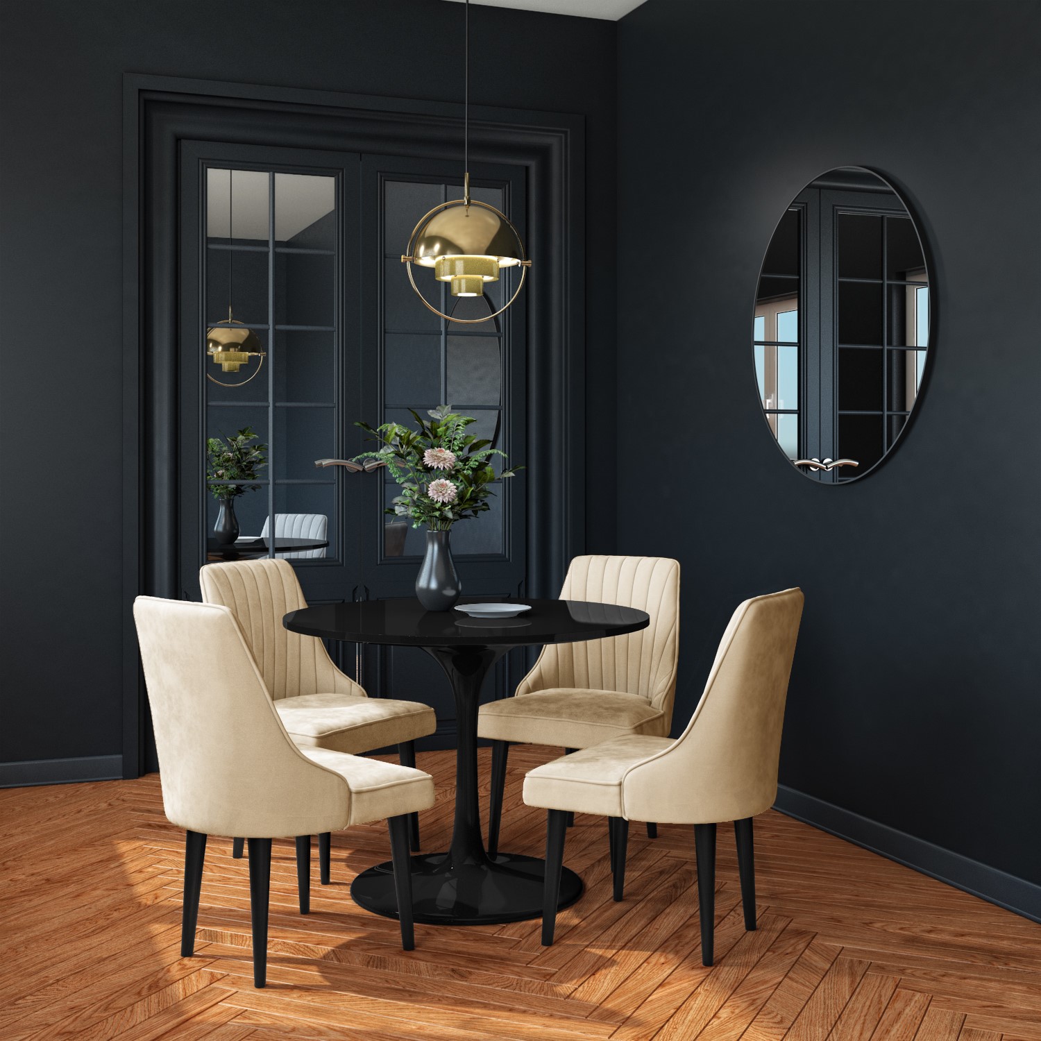 Black Round High Gloss 100cm Dining, Round Gloss Dining Table And Chairs
