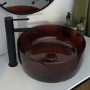 Red Round Transparent Resin Countertop Basin 400mm - Aurea