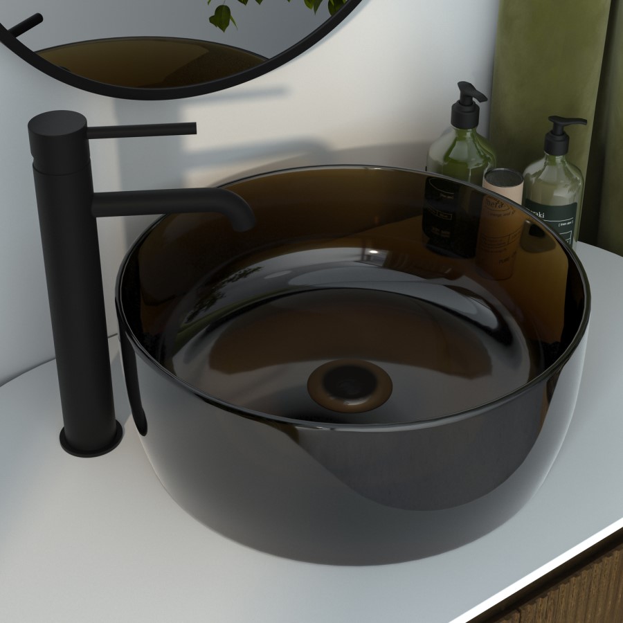 Amber Round Transparent Resin Countertop Basin 400mm - Aurea