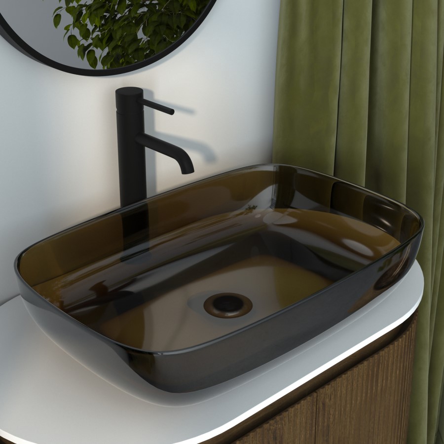 Amber Rectangular Transparent Resin Countertop Basin 600mm - Aurea