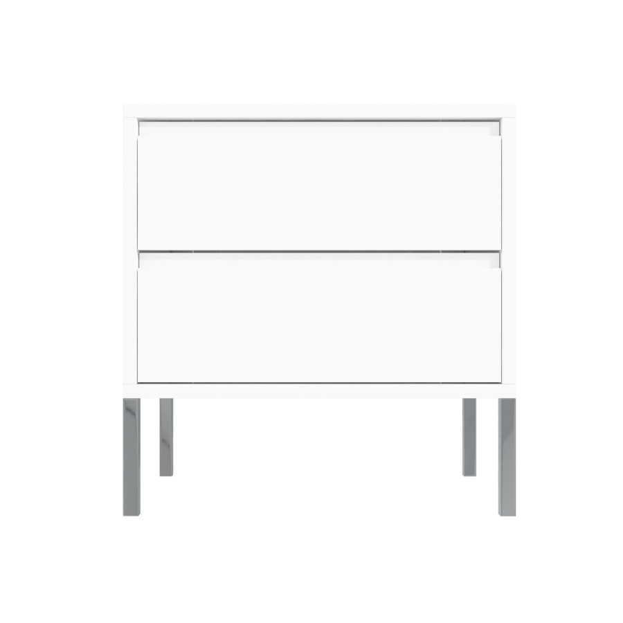 Austin White High Gloss 2 Drawer Bedside Cabinet