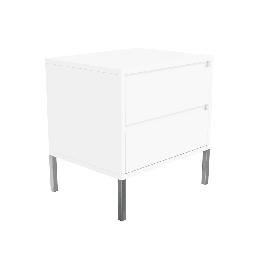 Austin White High Gloss 2 Drawer Bedside Cabinet