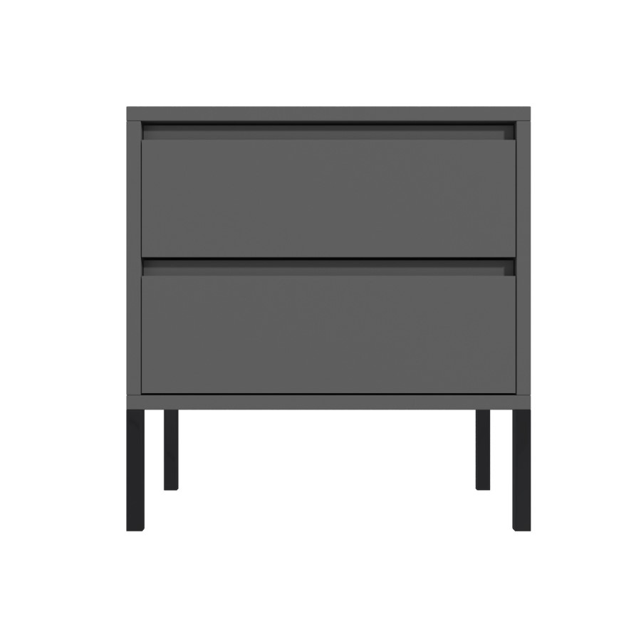 GRADE A2 - Austin Matt Grey 2 Drawer Bedside Cabinet