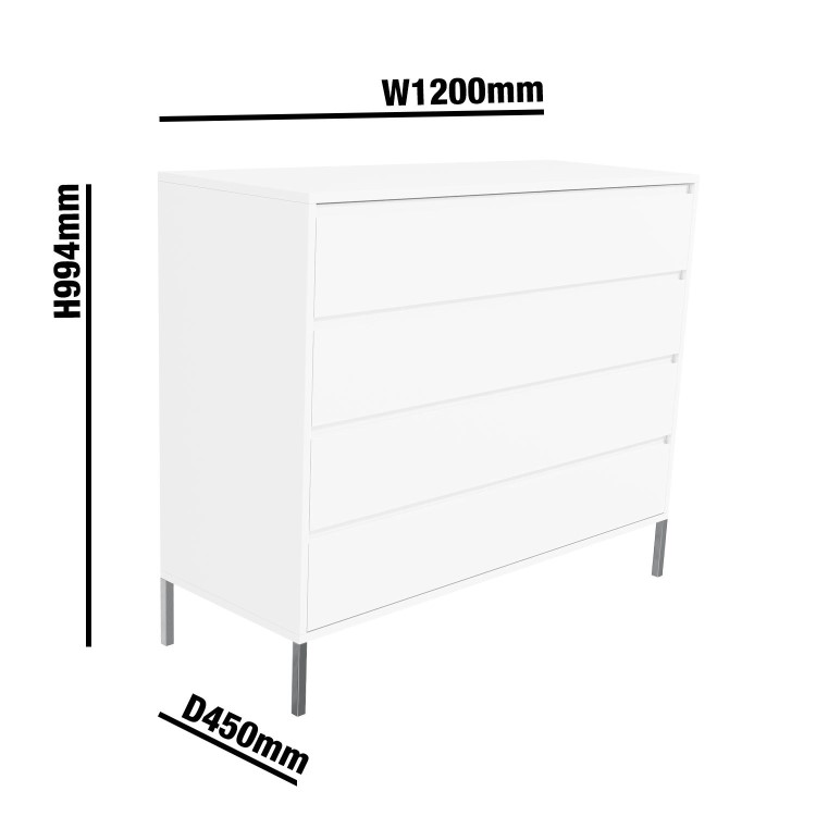 Austin White High Gloss 4 Chest of Drawers