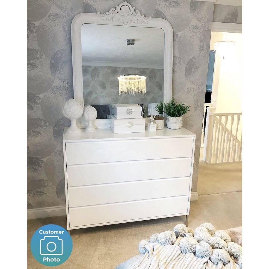 Austin White High Gloss 4 Chest of Drawers