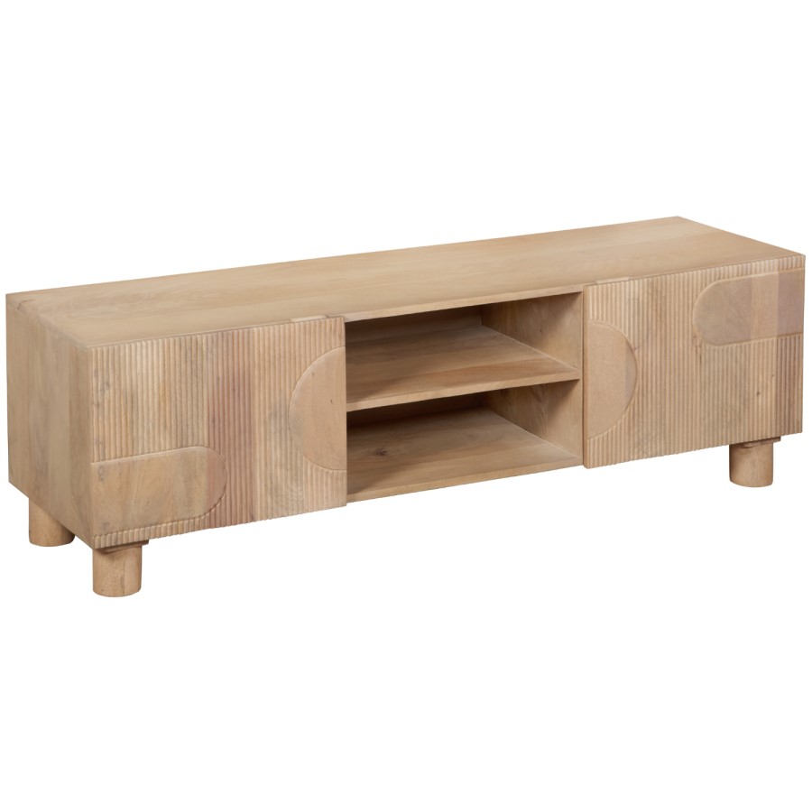 Large Solid Mango Wood TV Stand with Storage - TV's up to 60" - Austin