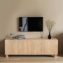 Large Solid Mango Wood Low Board TV Stand with Storage - TV's up to 77" - Austin