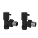 AVALVEKMB Black Knurled Round Angled Radiator Valves