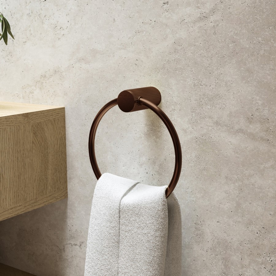 Bronze Knurled Towel Ring - Arissa