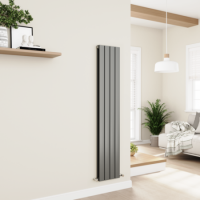 Eco Eleganza Anthracite Vertical Flat Designer Aluminium Radiator 1600x300mm Double Panel 2699 BTU