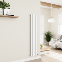 Eco Eleganza White Vertical Flat Designer Aluminium Radiator 1600x300mm Double Panel 2699 BTU