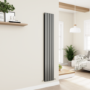 Eco Eleganza Anthracite Vertical Flat Designer Aluminium Radiator 1800x300mm Double Panel 2928 BTU