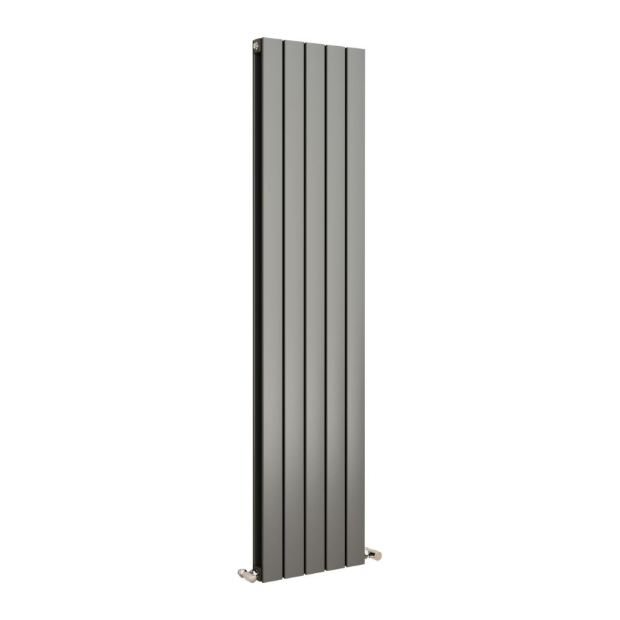 Eco Eleganza Anthracite Vertical Flat Designer Aluminium Radiator 1600x375mm Double Panel 3374 BTU