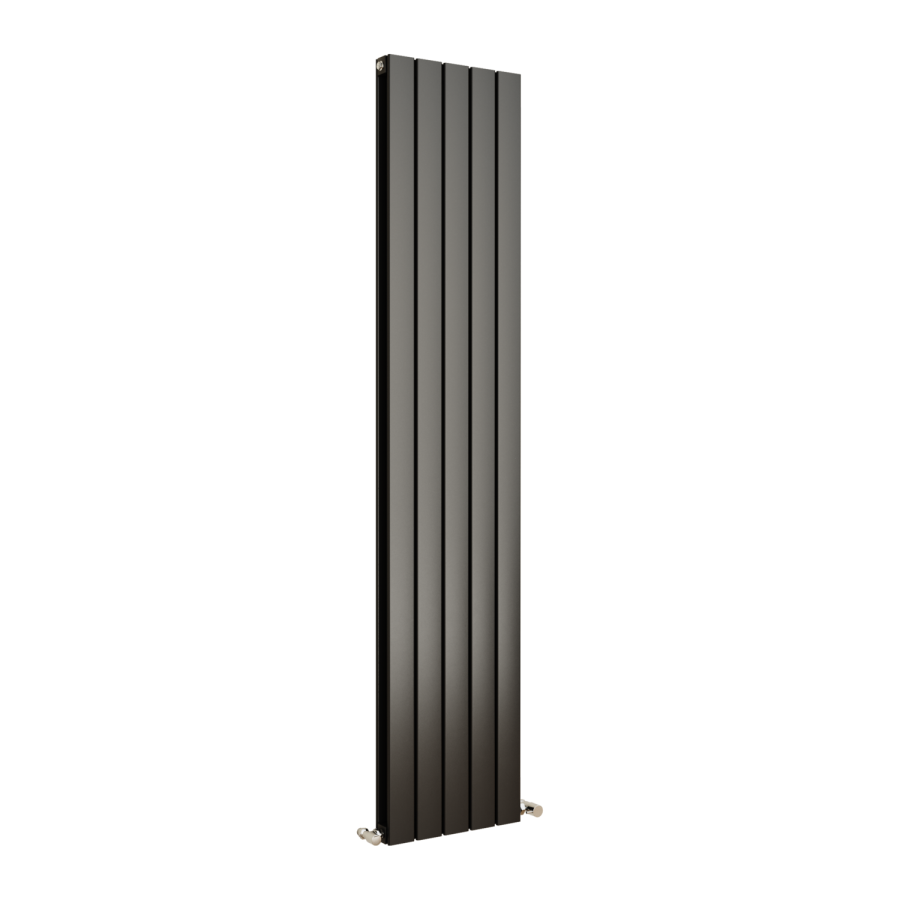 Eco Eleganza Midnight Black Vertical Flat Designer Aluminium Radiator 1800x375mm Double Panel 3660 BTU