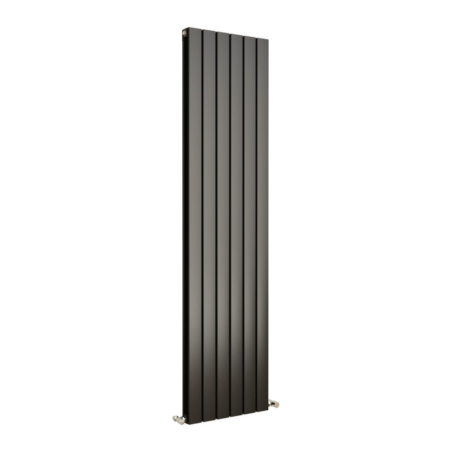 Eco Eleganza Midnight Black Vertical Flat Designer Aluminium Radiator 1800x450mm Double Panel 4392 BTU