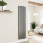 Eco Eleganza Anthracite Vertical Flat Designer Aluminium Radiator 1800x450mm Double Panel 4392 BTU