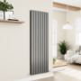 Eco Eleganza Anthracite Vertical Flat Designer Aluminium Radiator 1800x600mm Double Panel 5856 BTU