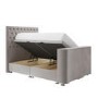 Double TV Ottoman Bed in Mink Brown Velvet with Chesterfield Headboard - Avery