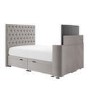 Double TV Ottoman Bed in Mink Brown Velvet with Chesterfield Headboard - Avery