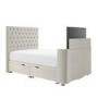Double TV Ottoman Bed in Cream Velvet with Chesterfield Headboard - Avery