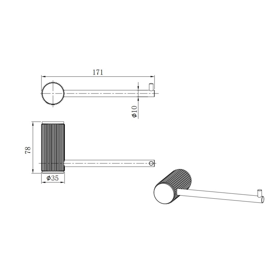 Gunmetal Knurled Toilet Roll Holder - Arissa