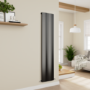 Eco Vivante Midnight Black Vertical Wave Designer Aluminium Radiator 1800x374mm Single Panel 3005 BTU