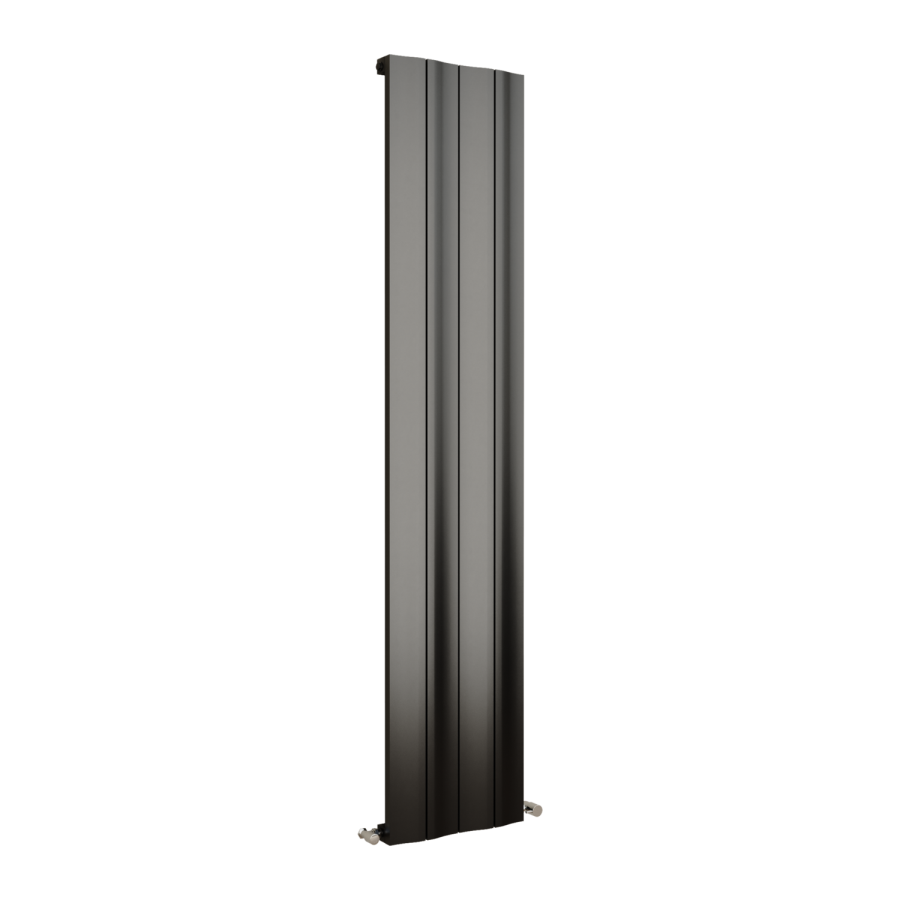 Eco Vivante Midnight Black Vertical Wave Designer Aluminium Radiator 1800x374mm Single Panel 3005 BTU