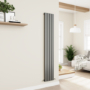 Eco Eleganza Anthracite Vertical Flat Designer Aluminium Radiator 1800x300mm Single Panel 2258 BTU