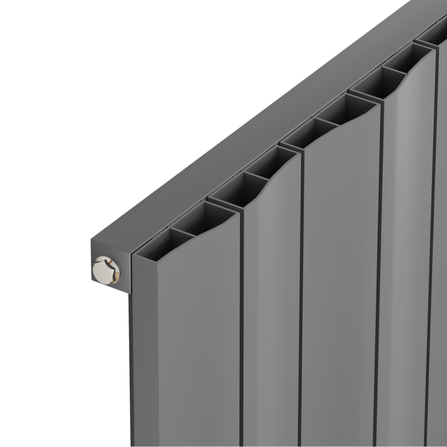 Eco Vivante Anthracite Vertical Wave Designer Aluminium Radiator 1800x374mm Single Panel 3005 BTU