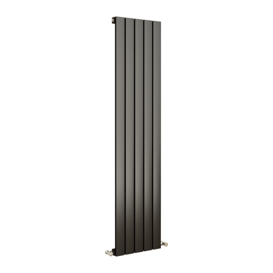 Eco Eleganza Midnight Black Vertical Flat Designer Aluminium Radiator 1600x375mm Single Panel 2546 BTU