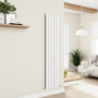 Eco Eleganza White Vertical Flat Designer Aluminium Radiator 1800x375mm Single Panel 2823 BTU