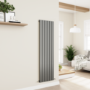 Eco Eleganza Anthracite Vertical Flat Designer Aluminium Radiator 1600x450mm Single Panel 3055 BTU