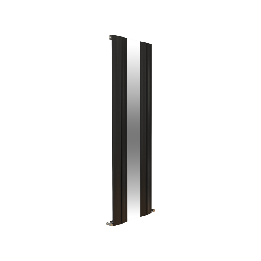 Eco Specchio Midnight Black Vertical Wave Mirror Designer Aluminium Radiator 1800x550mm Single Panel 3387 BTU