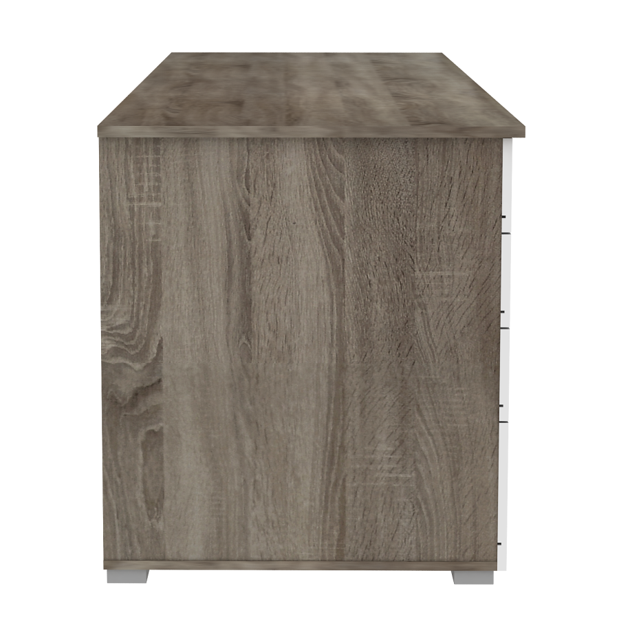 Kentucky Dark Oak Desk with White Gloss Drawer Fronts