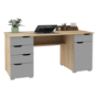 Kentucky Light Oak Desk with Grey Gloss Drawer Fronts