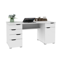 Kentucky White Desk with White Gloss Drawer Fronts