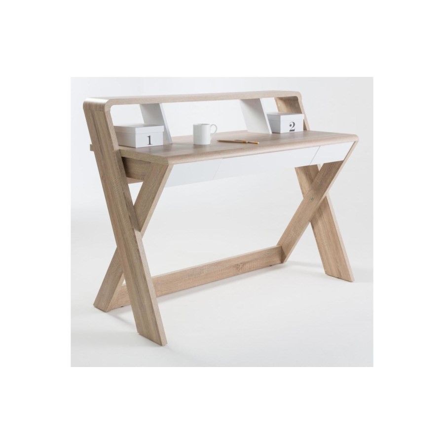 Aspen Office Desk Light Oak and White 